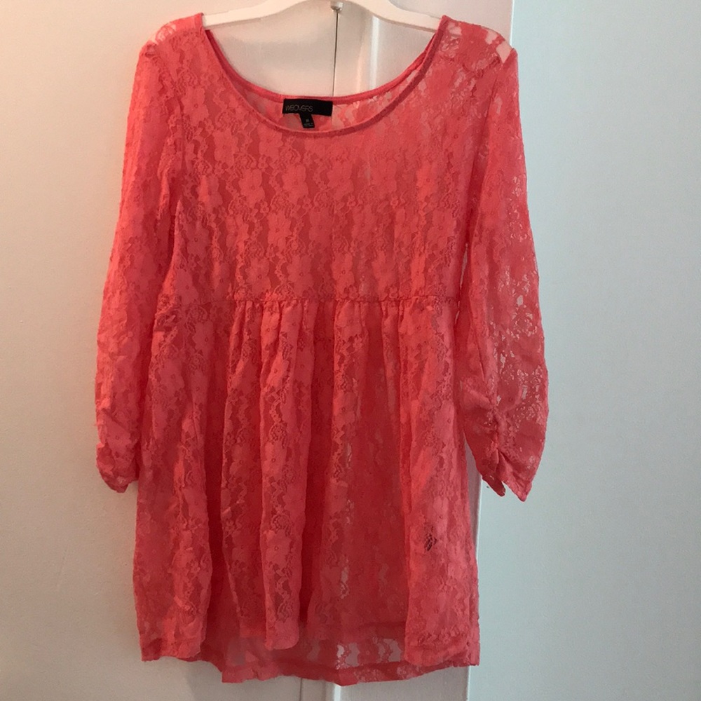 Pink, lace Weavers top
